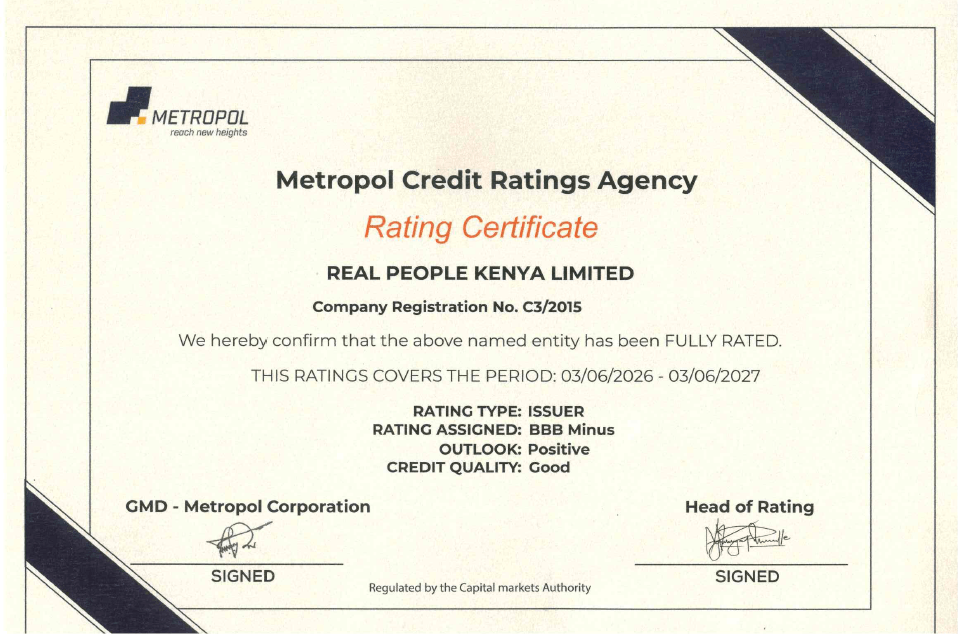 Metropol Risk Rating Certificate